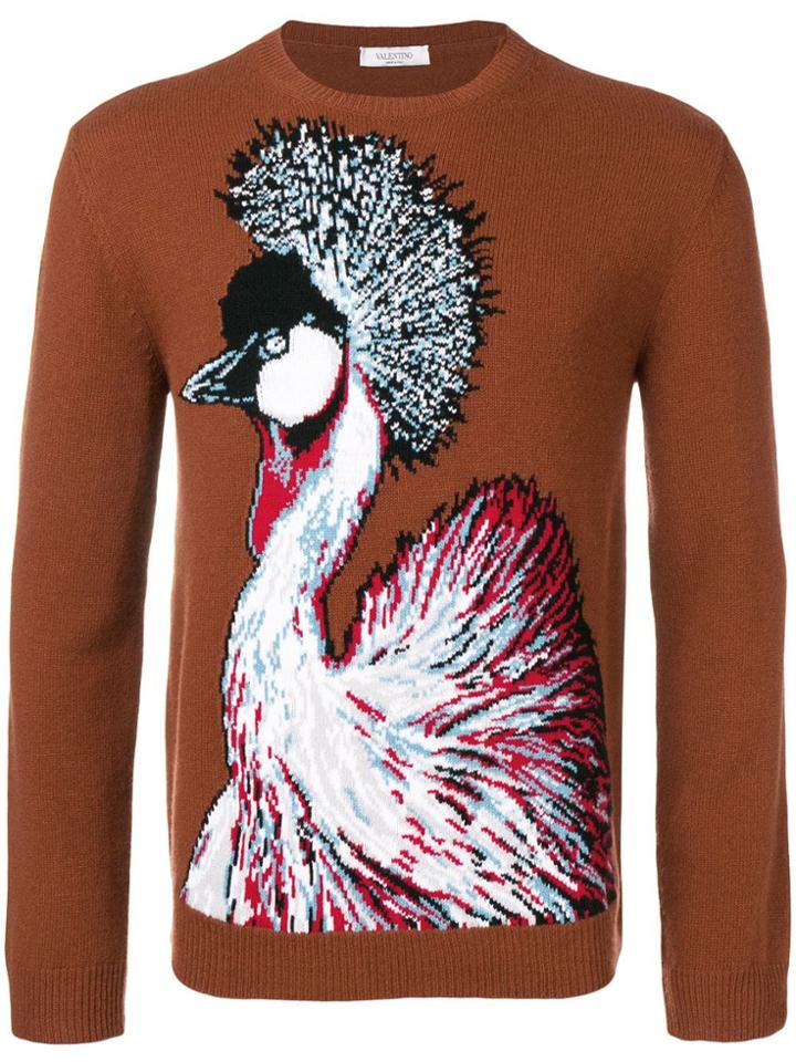 Valentino Bird Intarsia Jumper - Brown