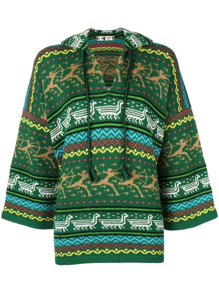 Kansai Yamamoto Pre-owned Ethnic Pattern Hoodie - Green