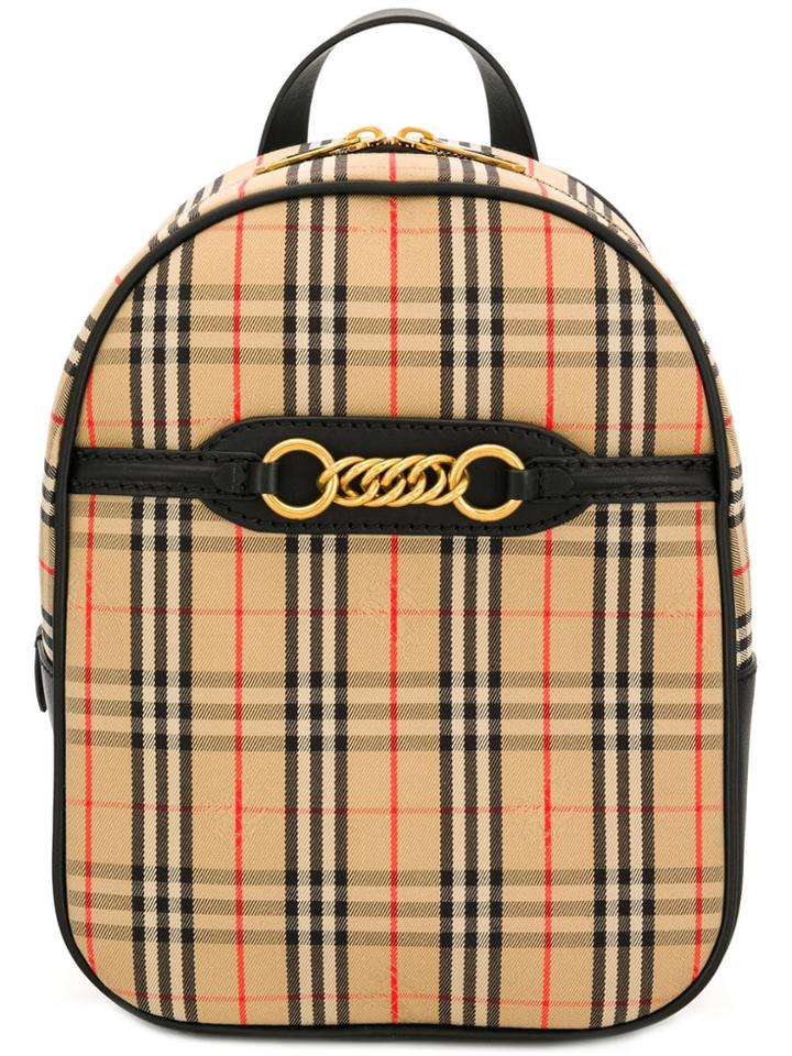 Burberry Small Checked Backpack - Neutrals