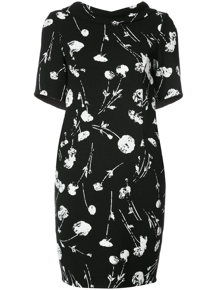 Oscar De La Renta Cherry Print Tie Back Dress - Black