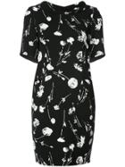 Oscar De La Renta Cherry Print Tie Back Dress - Black