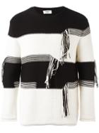 Ports 1961 Striped Thread Detail Jumper, Men's, Size: Large, Black, Cotton/polyamide