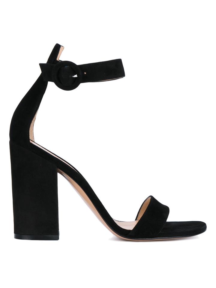 Gianvito Rossi Black Suede Versilia 105 Sandals