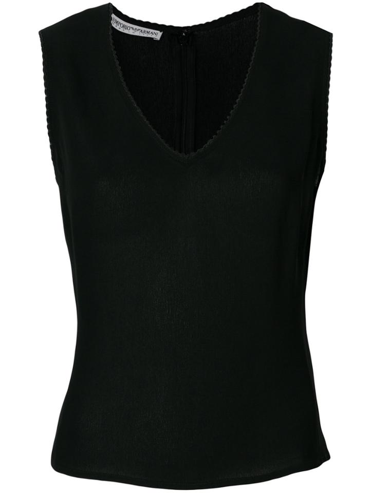 Giorgio Armani Vintage Scalloped Detailing Blouse - Black