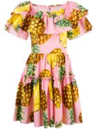 Dolce & Gabbana Pineapple Print Dress, Women's, Size: 36, Pink/purple, Cotton