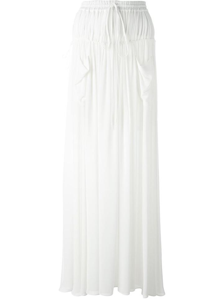 Chloé Pleated Maxi Skirt, Women's, Size: 34, White, Viscose