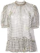 Christopher Kane Patterned Puff Sleeve Top - Green