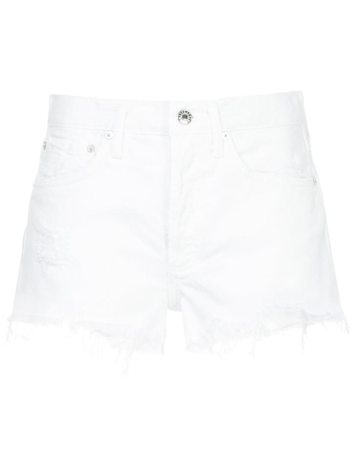 Agolde Parker Distressed Denim Shorts - White