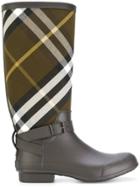 Burberry Check Rain Boots - Brown