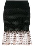 Alexander Mcqueen Ruffled Knit Skirt, Women's, Size: Xxs, Black, Polyamide/silk/viscose/polyester