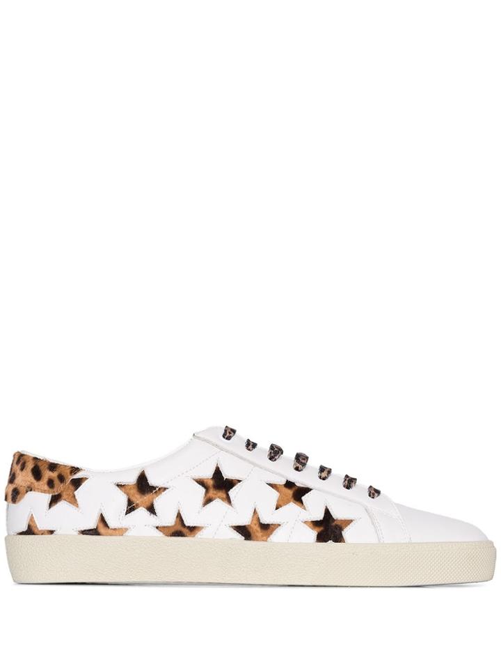 Saint Laurent White Court Classic Pony Hair Leather Sneakers