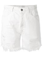 Faith Connexion Frayed Denim Shorts - White