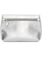 Burberry Metallic Leather Wristlet Clutch - Silver