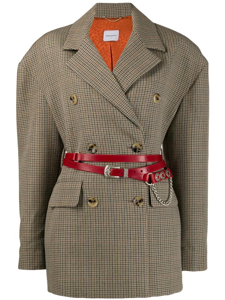 Magda Butrym Plaid Belted Coat - Brown