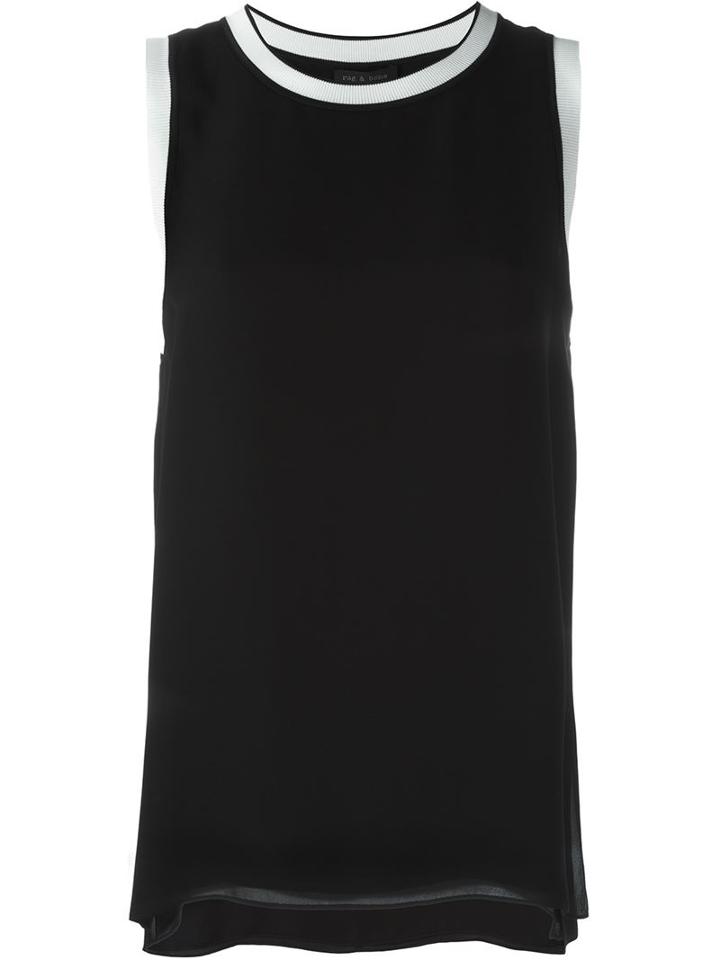 Rag & Bone Contrast Trim Sleeveless Top, Women's, Size: S, Black, Silk/rayon/nylon/spandex/elastane