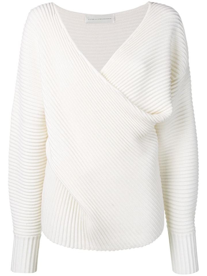 Victoria Victoria Beckham Drape Front Sweater - White