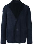 Desa 1972 Buttoned Leather Jacket, Men's, Size: 52, Blue, Sheep Skin/shearling