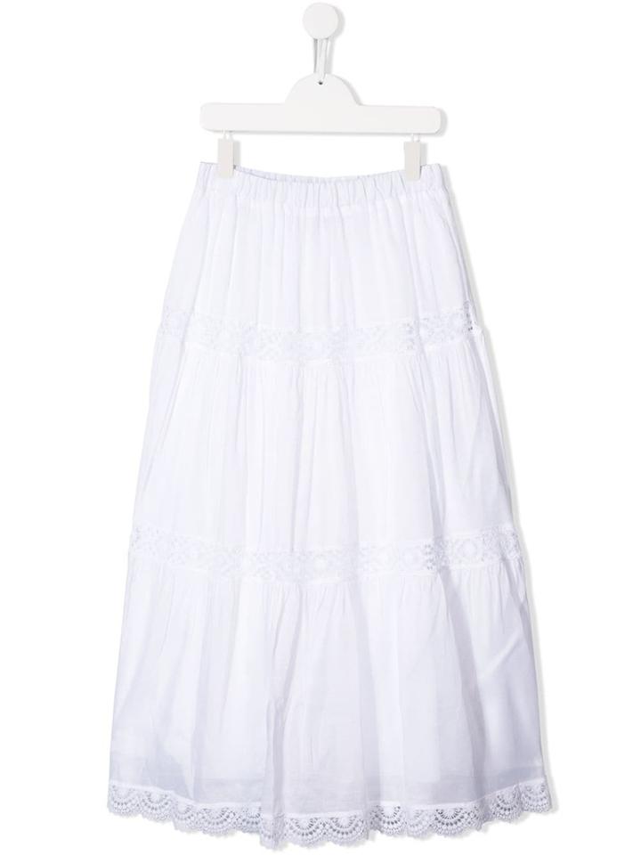 Alberta Ferretti Kids Lace Inserts Long Skirt - White
