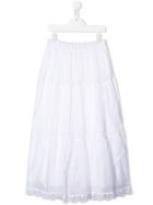 Alberta Ferretti Kids Lace Inserts Long Skirt - White