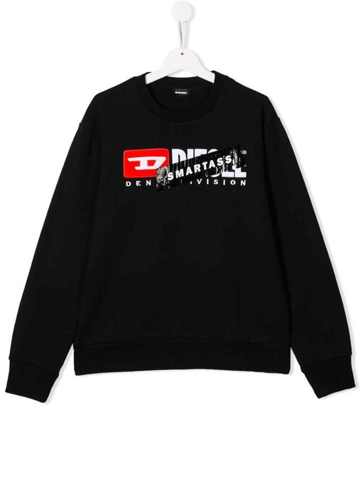 Diesel Kids Teen Slogan Print Sweatshirt - Black