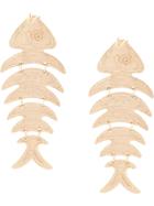 Oscar De La Renta Bold Fish Long Earrings - Yellow & Orange