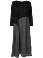 Y's Contrast Asymmetric Panel Shirt Dress - Black