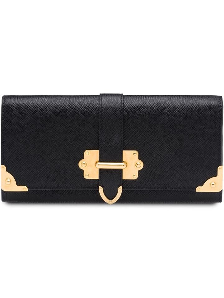 Prada Cahier Buckled Wallet - Black