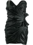 Saint Laurent Strapless Draped Fitted Dress - Black