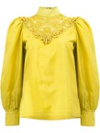 Dries Van Noten - Sequin Detail Blouse - Women - Silk/sequin - 36, Women's, Yellow/orange, Silk/sequin