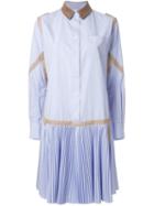 Sacai Pleated Shirt Dress, Women's, Size: 2, Blue, Cotton/polyester