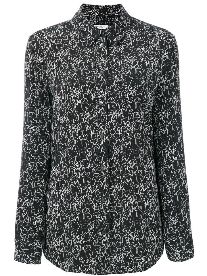 Equipment Reese Heart Print Shirt, Women's, Size: Small, Black, Silk