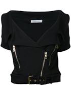 Pierre Balmain - Belted Cropped Jacket - Women - Cotton/polyester - 42, Black, Cotton/polyester