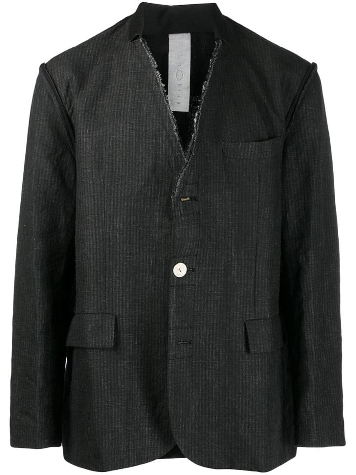Carpe Diem Raw Trim Button Blazer - Grey