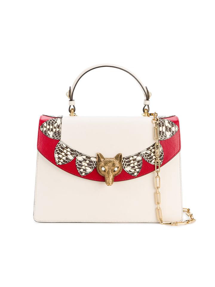 Gucci Medium Linea Tote With Rear 'loved' Slogan - Nude & Neutrals