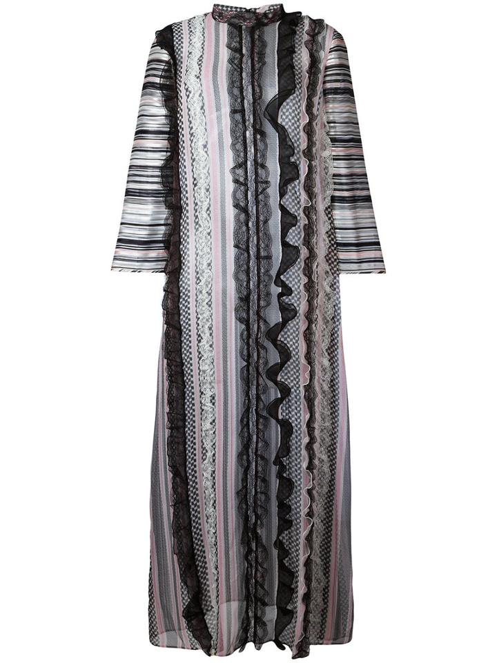Giambattista Valli - Vertical Striped Maxi Dress - Women - Silk/polyamide/viscose - 46, Women's, Black, Silk/polyamide/viscose