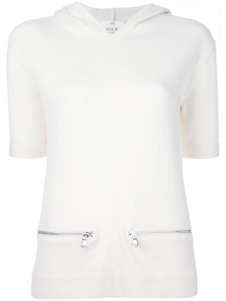Allude Shortsleeved Jumper, Women's, Size: Xs, White, Cashmere/virgin Wool
