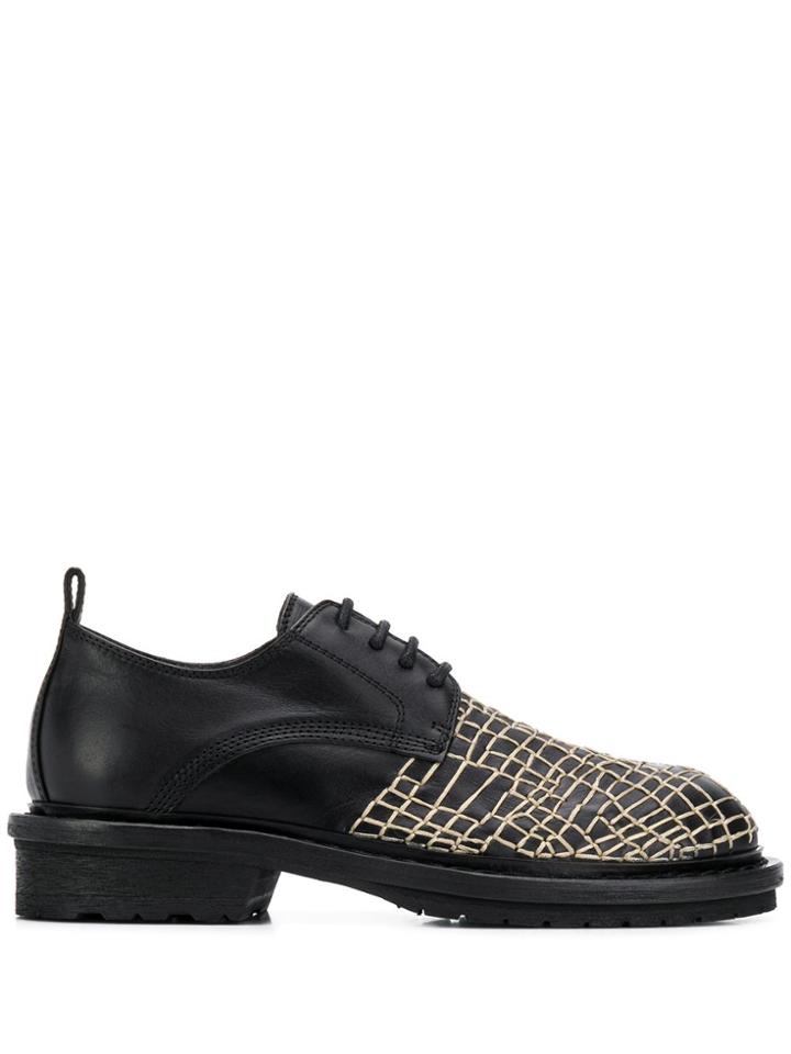 Ann Demeulemeester Web-embroidered Derby Shoes - Black