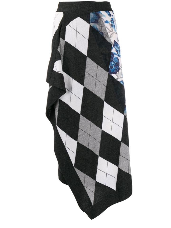 Pringle Of Scotland Floral Argyle Wrap Skirt - Grey