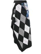 Pringle Of Scotland Floral Argyle Wrap Skirt - Grey