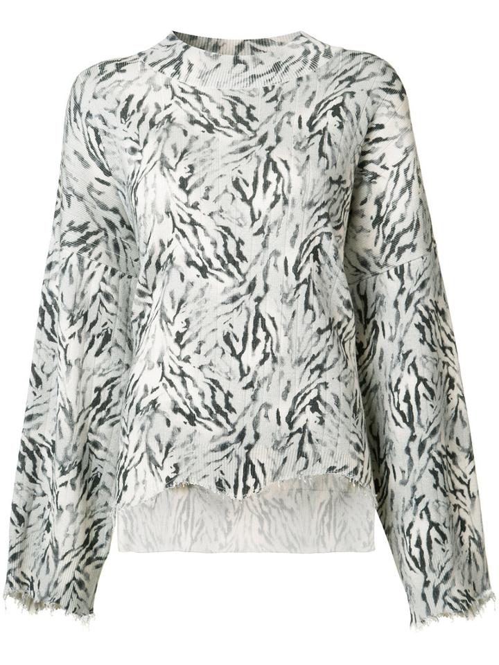 Victor Alfaro Zebra Print Knitted Blouse, Women's, Size: Xs, White, Silk/wool