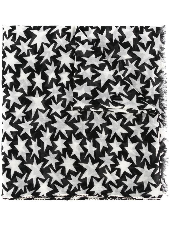 Saint Laurent Star Print Scarf, Men's, Nude/neutrals, Wool