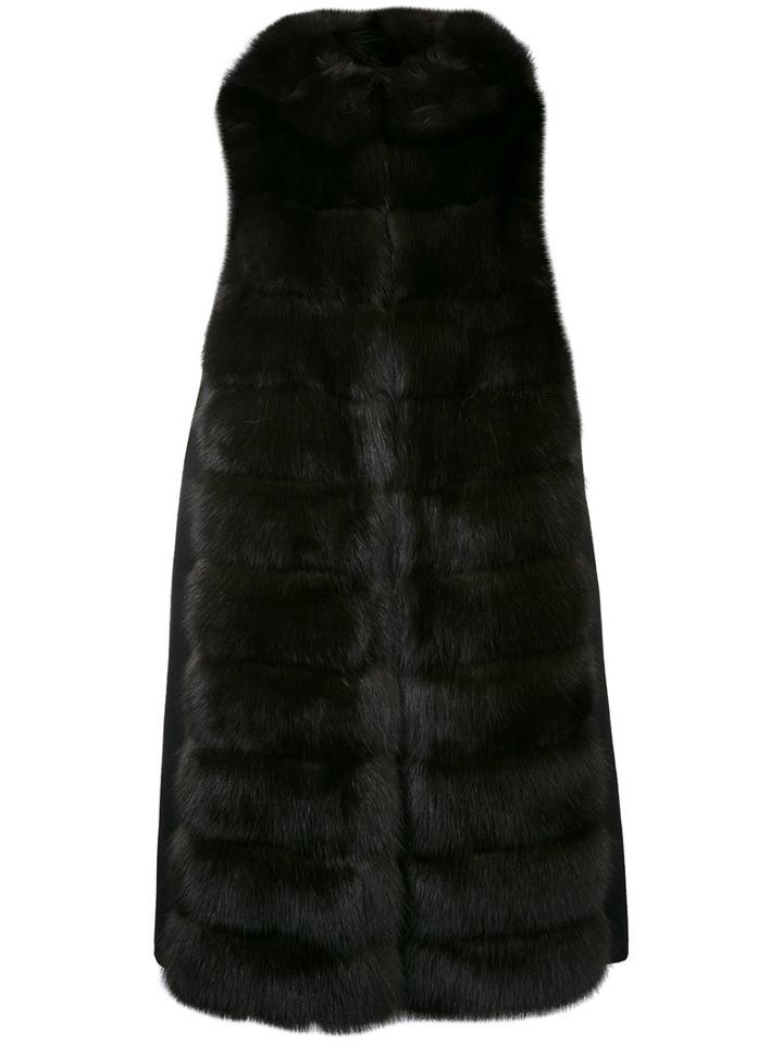 Hooded Sleeveless Fur Jacket - Women - Cashmere/wool/sable - 44, Brown, Cashmere/wool/sable, Manzoni 24