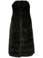 Hooded Sleeveless Fur Jacket - Women - Cashmere/wool/sable - 44, Brown, Cashmere/wool/sable, Manzoni 24
