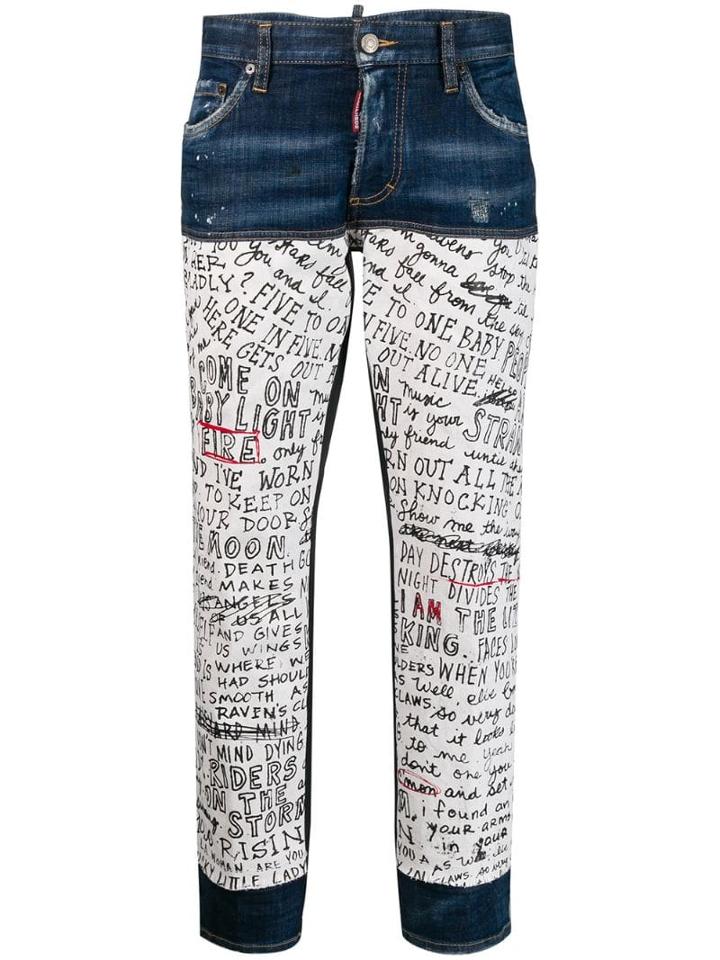 Dsquared2 Handwriting Print Jeans - Blue