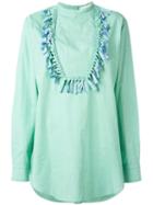 Ports 1961 - Fringed Trim Blouse - Women - Cotton - 40, Green, Cotton