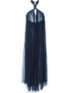Jay Ahr Rope Detail Halterneck Dress, Women's, Size: 36, Blue, Silk/nylon