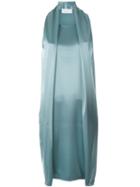 Gianluca Capannolo - Sleeveless Satin Shawl Dress - Women - Polyester/triacetate - 46, Blue, Polyester/triacetate