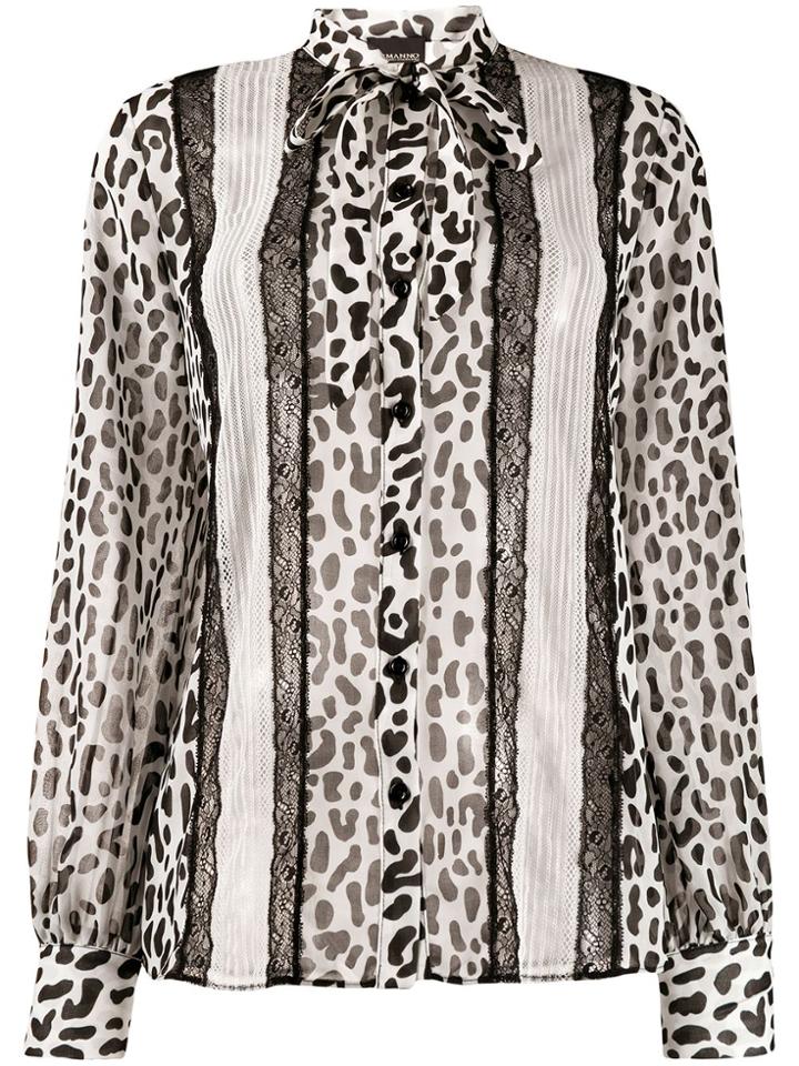 Ermanno Ermanno Animal Print Lace Blouse - White