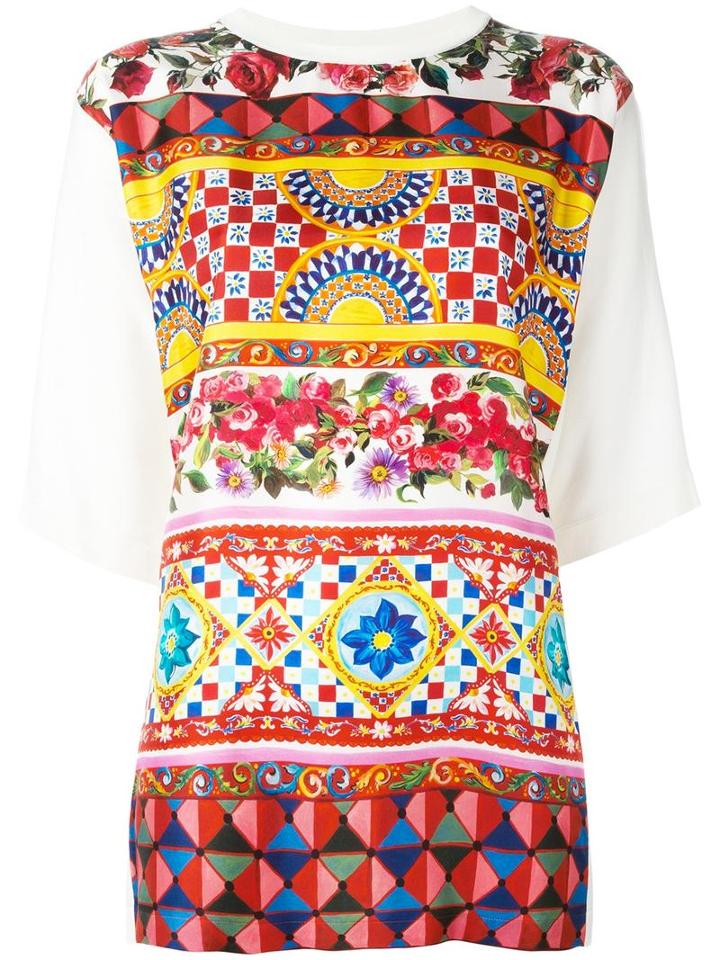 Dolce & Gabbana - Mambo Print Top - Women - Silk - 38, Nude/neutrals, Silk