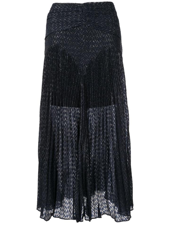 Self-portrait Metallic Fil Coupe Maxi Skirt - Navy